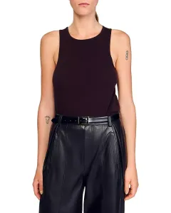 Свитер с круглым вырезом из смесовой шерсти Sandro, коричневый