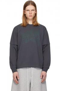 Sacai Серая футболка с длинными рукавами с принтом "geoff sacai"