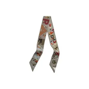 HERMES Шёлковый шарф, Elephant Gray/Brown