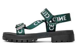 Сандалии пляжные женские Celine, темно-зеленый