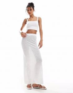 4th & Reckless макси-пляжная юбка крючком белого цвета
