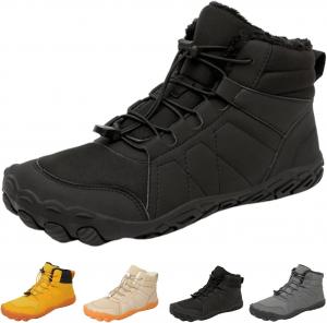 StoneLiquid Ботинки для пеших прогулок босиком для женщин и мужчин, зимние утолщенные противоскользящие снежные ботинки с широкой носочной частью, Black