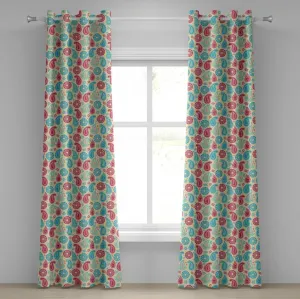 Шторы на люверсах ABAKUHAUS с узором пейсли, ретро-узором и цветочным этническим рисунком, декоративные двухпанельные шторы, 280 см x 225 см, бирюзовый, розовый, кремовый