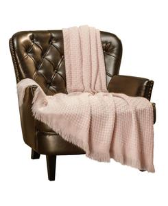 Высококачественный, очень мягкий акриловый плед с леопардовым принтом и кисточками Chanasya, Waffle pink