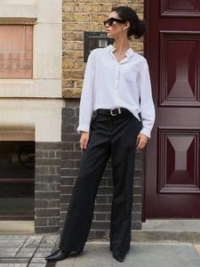 Ione брюки широкого кроя из шерстяной смеси Baukjen, Caviar Black