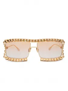 Солнцезащитные очки в квадратной оправе с кристаллами ANNA-KARIN KARLSSON, золотой