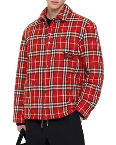 Клетчатая стеганая шерстяная фланелевая куртка Burberry, красный