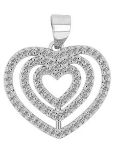 Adeliás Женский кулон - Сердце. Кулон в форме сердца из серебра 925 пробы с кубическим цирконием в серебряной оправе