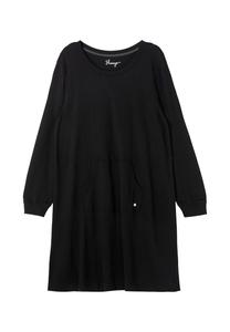 Платье-свитшот легкого А-силуэта с карманом-кенгуру sheego, черный