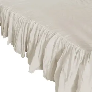 Простыня на резинке из хлопка с оборками, для спальни, 220х200 см, светло-серая EDANTI