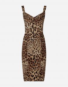 Миди-платье из кадди леопардовой расцветки в корсетном стиле Dolce & Gabbana, мультиколор