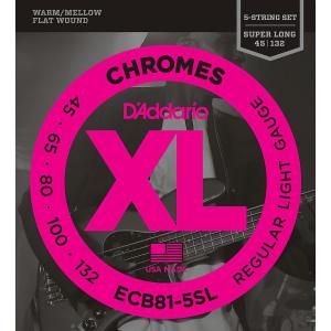 D'Addario ECB81-5SL Хромированные 5-струнные басовые струны с плоской обмоткой, мягкие SL струны