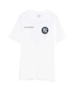 Белая хлопковая футболка с логотипом Sporty & Rich, белый