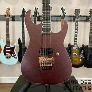 Электрогитара ESP USA M-I DX FR с кейсом (4052) - Красный розовый мрамор