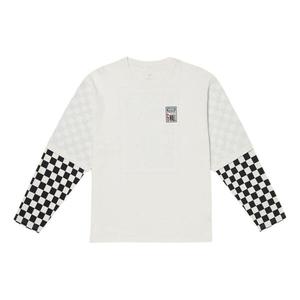 Футболка spaced out logo checker pearl long sleeve t-shirt 'white black' Vans, белый