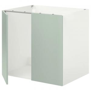 Тумба под раковину с дверцами ENHET IKEA, 80x62x75 см, цвет white/pale grey-green