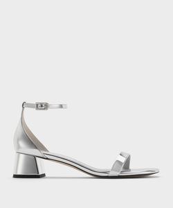Босоножки на низком блочном каблуке с ремешком на щиколотке Charles & Keith, цвет Silver