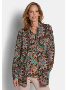 GOLDNER Рубашка-блузка со стильным сочетанием ярких узоров