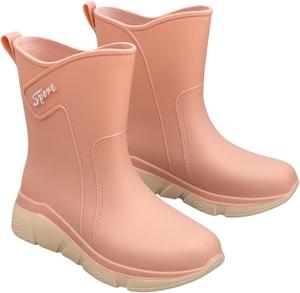 Женские милые резиновые сапоги водонепроницаемые, средние по голени, на платформе, садовые, охотничьи, противоскользящие, широкие, для улицы, садоводства, рыбалки и катания на лодке Generic, красный