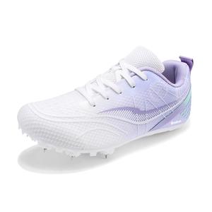Нескользящие, износостойкие, легкие, низкие кроссовки для соревнований по легкой атлетике и спринту для женщин BAKE, White Purple