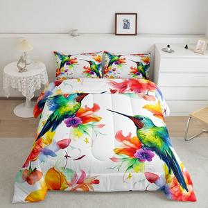 Erosebridal Комплект постельного белья Hummingbird Duvet Insert с водяными птицами и дикими животными в стиле кантри, Multi 09
