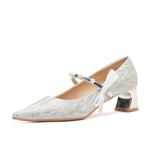 Туфли Мэри Джейн на массивном каблуке для женщин TATAYA, Silver