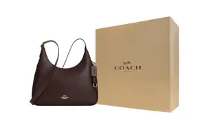 COACH Сумка через плечо из телячьей кожи Элла большая женская тёмно-коричневая