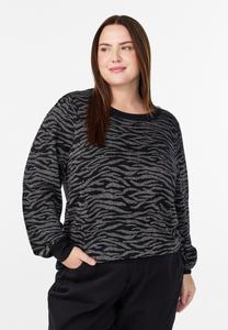 Джемпер Zizzi GEMUSTERTE MIT GLITZEREFFEKT, Black W Animal/Black