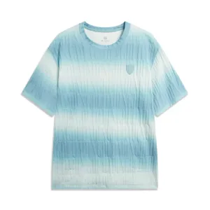 Li-Ning Футболка мужская Frost Blue All Over Print с круглым вырезом умеренного прямого кроя