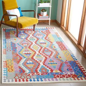 Ковер SAFAVIEH, 153 x 244 см, Aspen Collection, Ivory & Red, ручной работы богемный племенной Wool, идеально для помещений с высокой проходимостью в гостиной, спальне (APN407A)