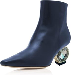Женские ботильоны XYD с модным боковым молнией, украшенные стразами и кристаллами, с низким каблуком 5 см/2 дюйма, квадратным носком, удобные для повседневной носки, Navy