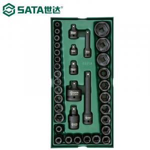 Тележка для инструментов SATA, соответствующий набор держателей инструментов, пневматический адаптер с ветрозащитной втулкой, удлинитель, набор инструментов, 36 штук, 3/8x1/2 дюйма 09914