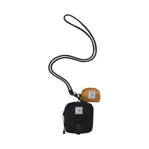 Carhartt WIP Переработанный полиэстеровый холщовый кошелёк для монет Унисекс Чёрный и Коричневый, Black & Brown