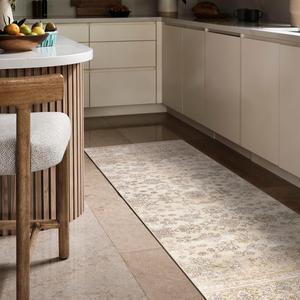 Ковер nuLOOM, 77 x 366 см, с машинной стиркой, водонепроницаемой поверхностью, защитой от протеканий, противоскользящей основой и устойчивостью к пятнам для гостиной, спальни, кухни, столовой, Sia Beige