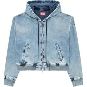 Джинсовая куртка с капюшоном на молнии DIESEL, светло-синий