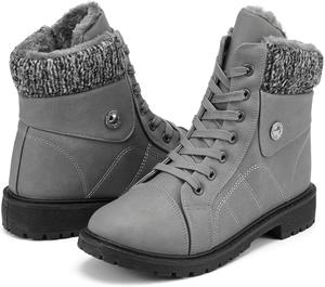 Женские зимние снежные ботинки yageyan с теплой меховой подкладкой, водонепроницаемые зимние ботильоны с молнией, противоскользящие, тактические, Grey