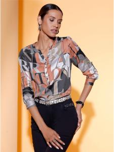 Блузка без застежки из папайи с черным принтом creation L