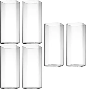 Набор из 6 прозрачных стаканов для питья: тонкие квадратные хрустальные стаканы для воды, сока, коктейлей, элегантные барные стаканы Markenlos