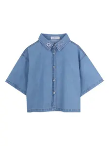 Рубашка с вышитым воротником Billieblush, синий