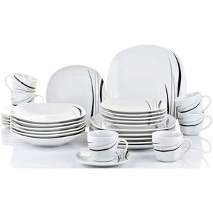 Сервиз Geschirr-Set, Service Cosmos с цветными элементами серого и черного цветов, 30 предметов, на 6 персон Retsch Arzberg, белый/черный/серый