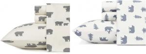 Комплект постельного белья Eddie Bauer - Простыни для двуспальной кровати, хлопковая фланель, с начесом для дополнительной мягкости, Cozy Home Decor (семейство медведей) и - простыни для двуспальной кровати, хлопковая фланель, White, Denim Blue