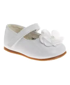 Детские туфли-балетки для девочек на липучках с цветочным принтом Josmo, белый