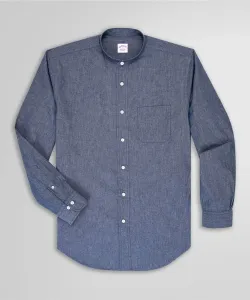 Рубашка из хлопчатобумажной ткани шамбре с воротником-стойкой