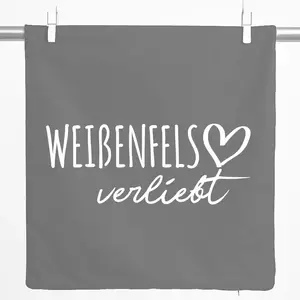 Декоративная наволочка Huuraa Weißenfels in Love Gift 40x40 см, серо-стальной хлопок, Weißenfels Decoration Hellweg Druckerei
