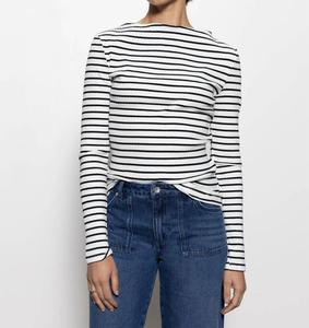 Футболка с длинным рукавом и вырезом-лодочкой в меловую/черную полоску Sanctuary