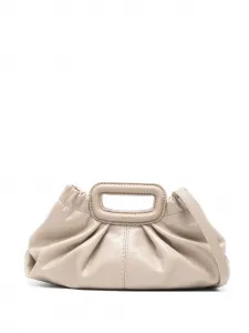 Сумка-тоут с логотипом и сборками Maje, бежевый