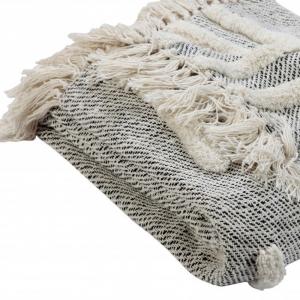 Черное и серое тканое хлопковое одеяло с геометрическим рисунком размером 50 x 60 дюймов с бахромой Homezia, цвет Multicolored