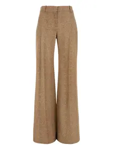 Брюки со складками и узором в елочку Ermanno Scervino, коричневый