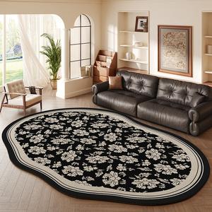 Budis Ковер 180х280 см для гостиной и спальни, круглый винтажный American Garden, моющийся, золотистый