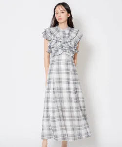 Платье в клетку с оборками Noela, цвет Off White